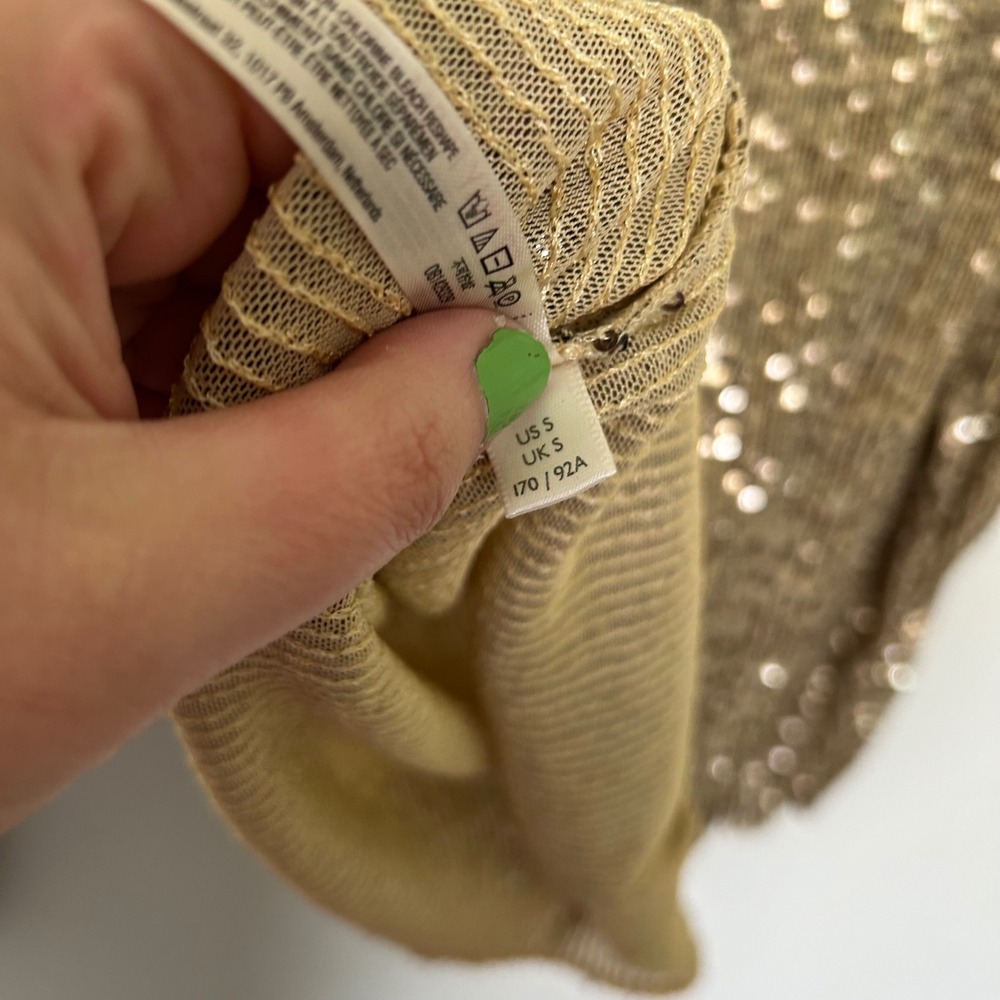 Free People‎ Gold Sequin Top Women's Size Small Going out Party Event Club Rave - Picture 6 of 6